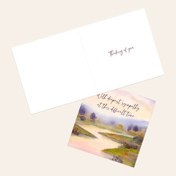 Dotty About Paper – wholesale Sympathy card – Sympathy Card - Watercolour River Scene With Deepest Sympathy1
