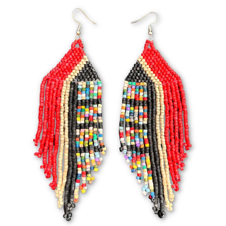 Boucles d'oreilles colorées en perles au design ombré et multicolore pour la vente par Los Colores de la Tierra