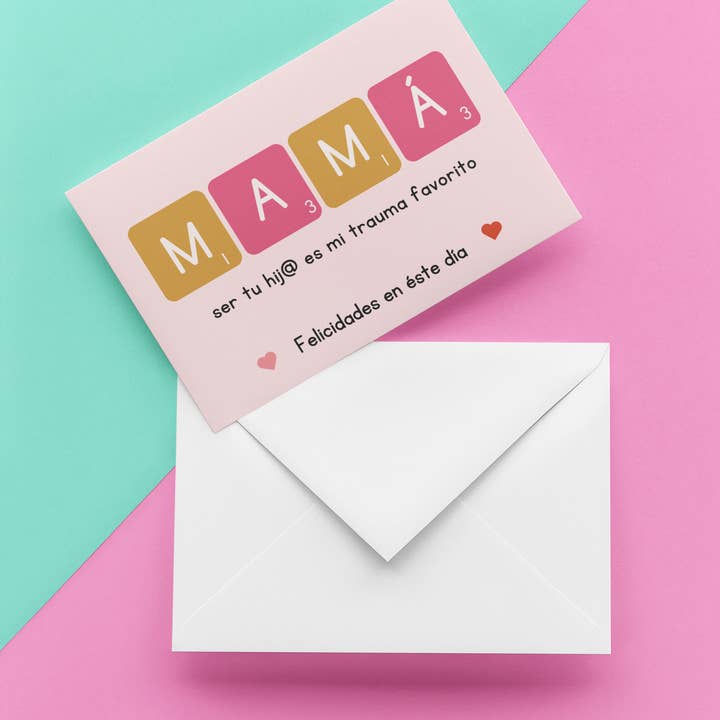 Postal - MAMÁ: ser tu hij@ es mi trauma favorito for wholesale by subrayada