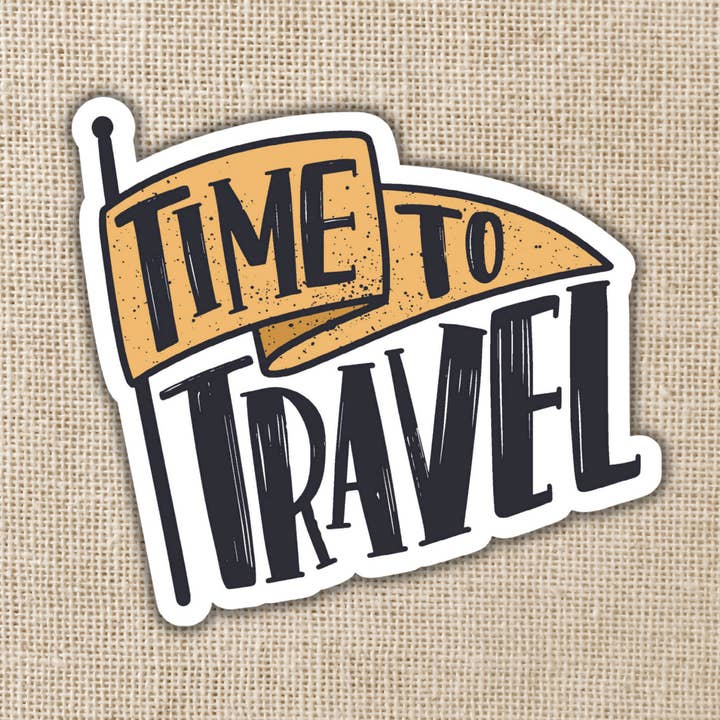 Time to Travel Sticker, 3-inch for wholesale by Kingdom of Threads