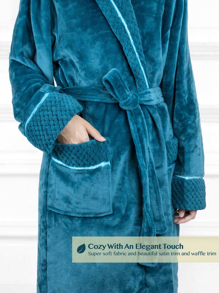 Pavilia - Wholesale Badjas - Dames - Damesbadjas van fleece met satijnen en wafelkanten28