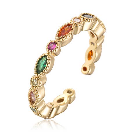 Oval and Circle Gem Ring in Multi & Gold
for wholesale by White Leaf