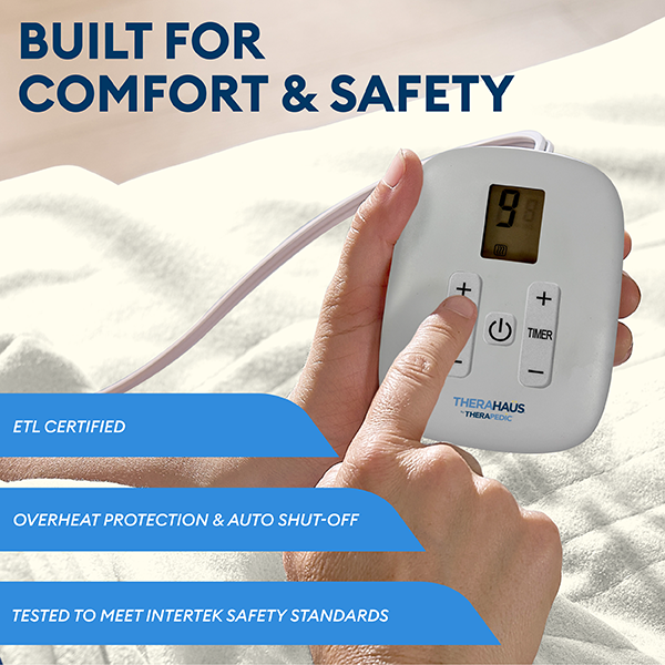 Uncanny Brands - Wholesale Bedding Blanket - Therahaus by Therapedic Full/Queen Size Ivory Heated Blanket6