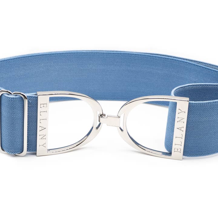 Cornflower - 2" Silver Stirrup Elastic Belt for wholesale by Huston x Ellany
