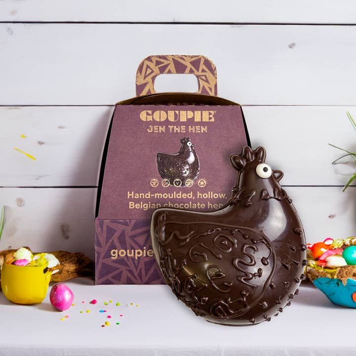 Jen The Hen - Vegansk chokolade påskeæg for engroshandel hos Goupie