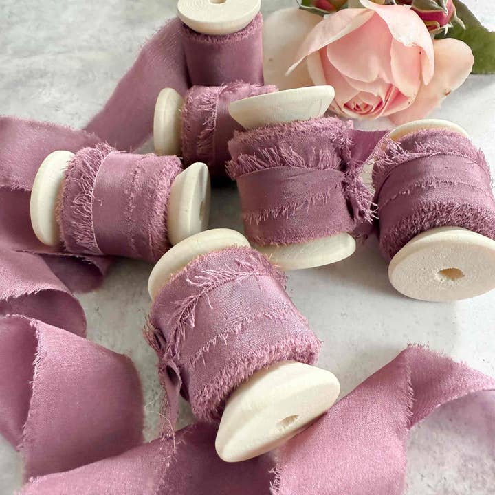 The Natural Paper Company - Wholesale Ribbon - Gift Wrapping - Silk Ribbon in Mauve | Roll of Fine Silk Ribbon
