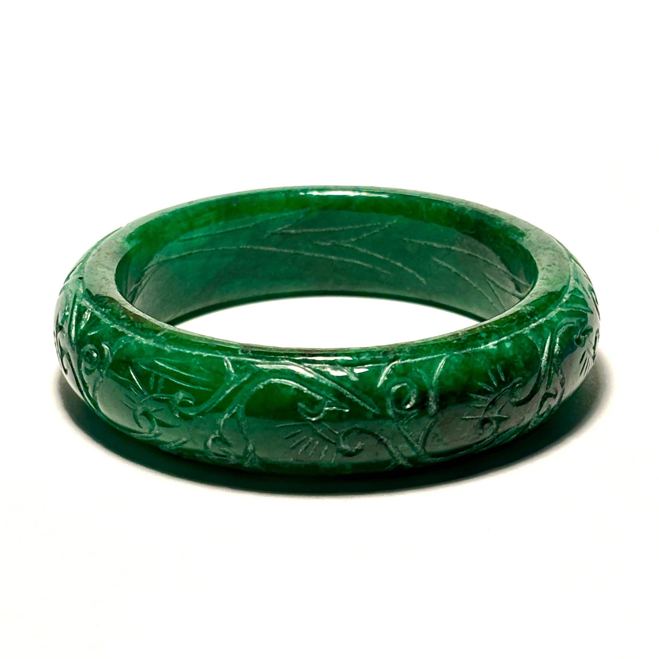 Whitestone Jewelry Co. - Wholesale Bangle Bracelet - Hand-Carved Green Jade Bangle1