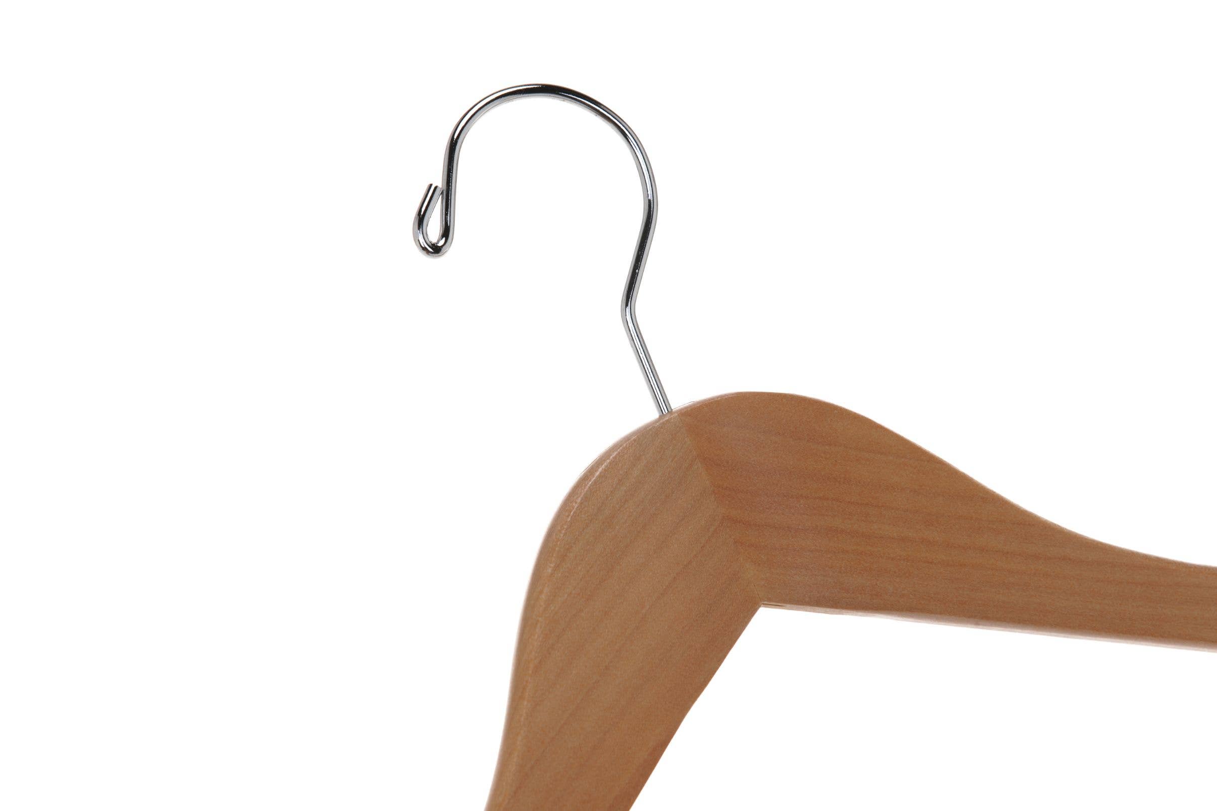 Quality Hangers - Wholesale Clothes Hangers - W031 Semi Curved Wooden Hangers, 17.5" Natural - 80 Hangers11