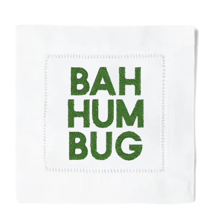 BAH HUM BUG Cocktailservietter for engroshandel hos Blythe Embroidery Co.