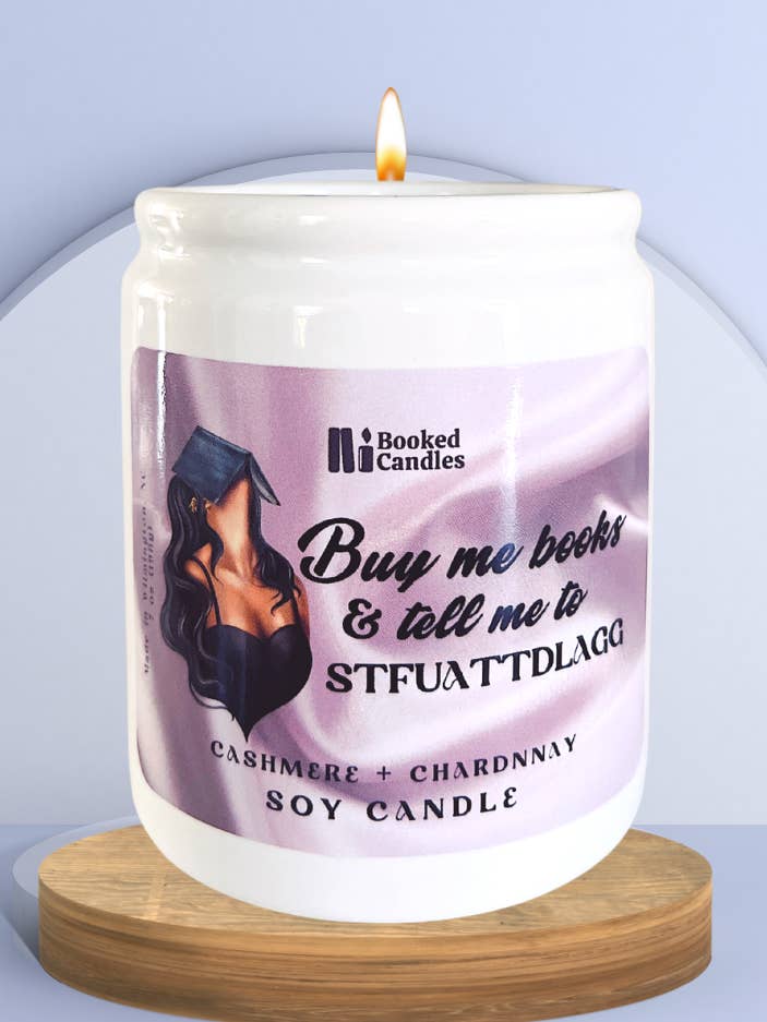 Buy Me Books and Tell Me To STFUATTDLAGG for wholesale by Booked Candles