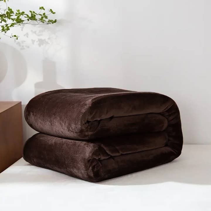 Brown Super Soft Plush Warm Cozy Bed Throw Flannel Blanket for wholesale by home mart goods