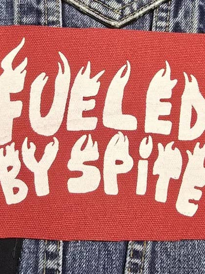 Fueled By Spite Cloth Sew On Patch for wholesale by Femmearchist