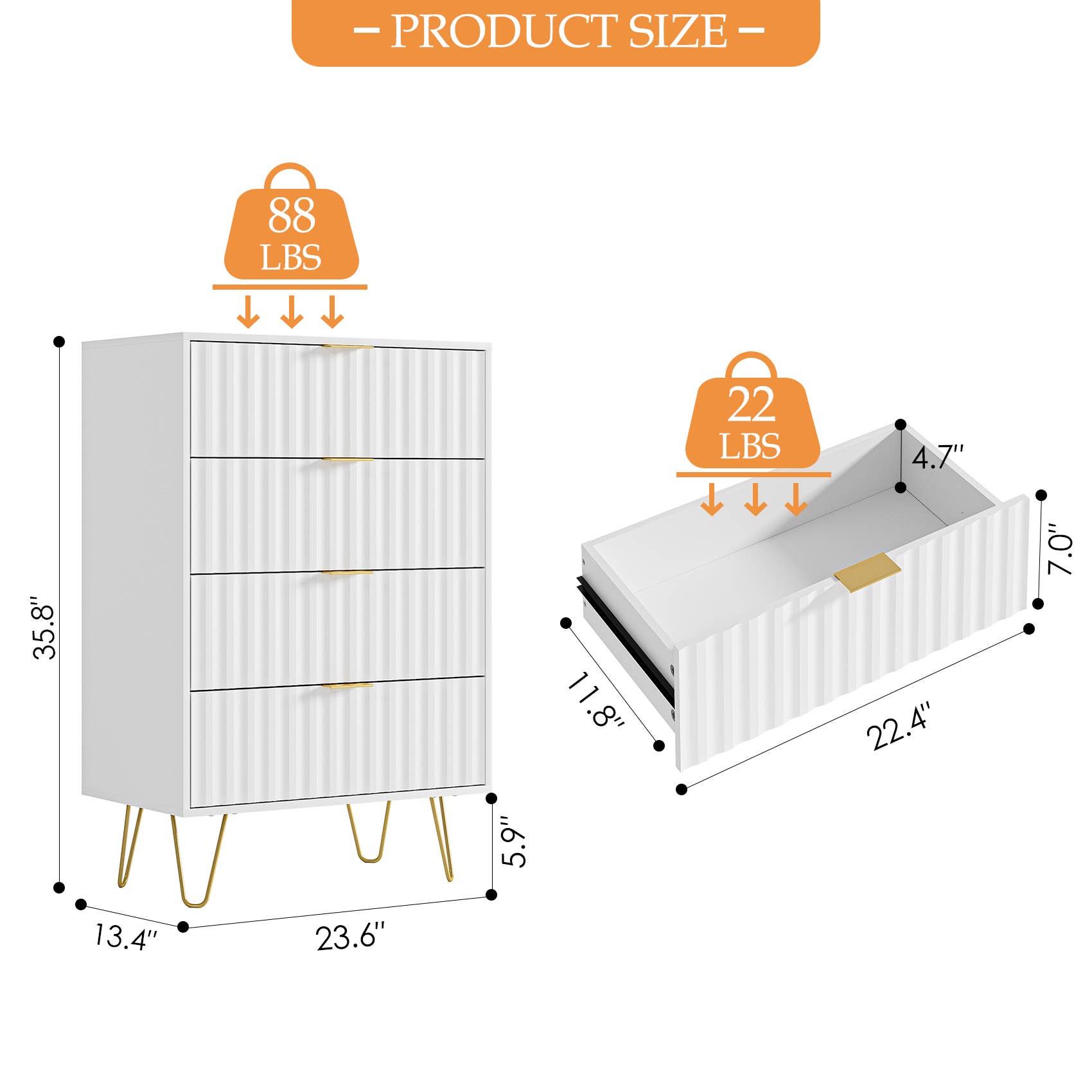 Three Star IM/EX Inc. - Wholesale Cabinet - 35.5X23.5X13.5 4 DRAWER WHITE CURIO5