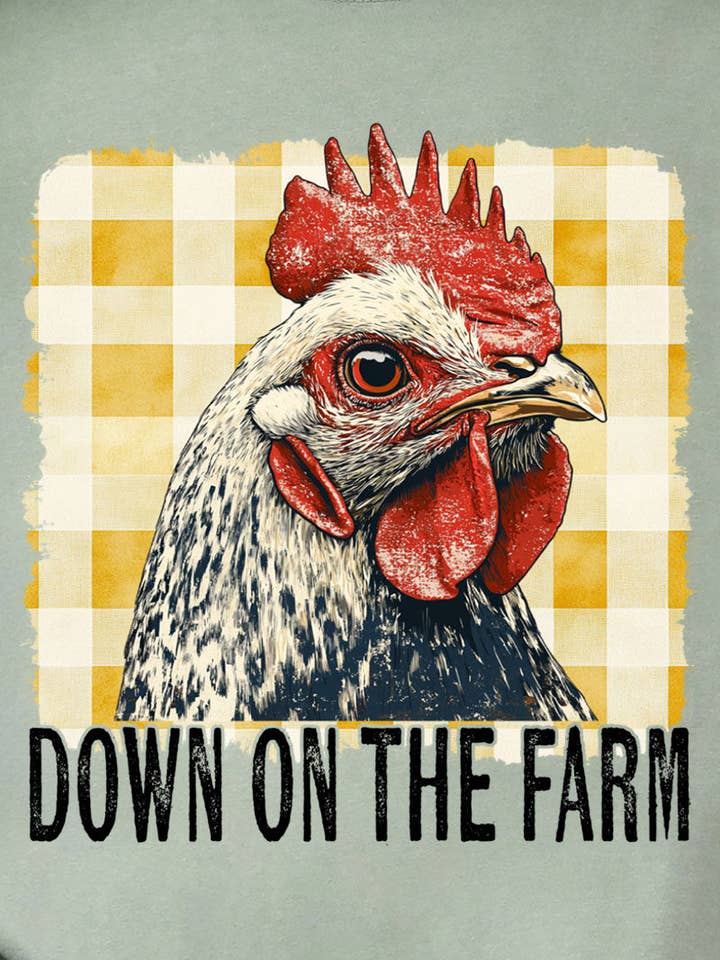 Down On The Farm Chicken Ready To Press DTF Transfer for wholesale by Wholesale Accessory Market