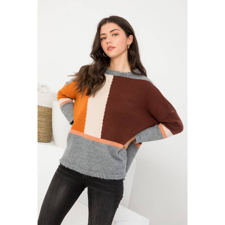 Pull en tricot à couleurs bloquées pour la vente par THML