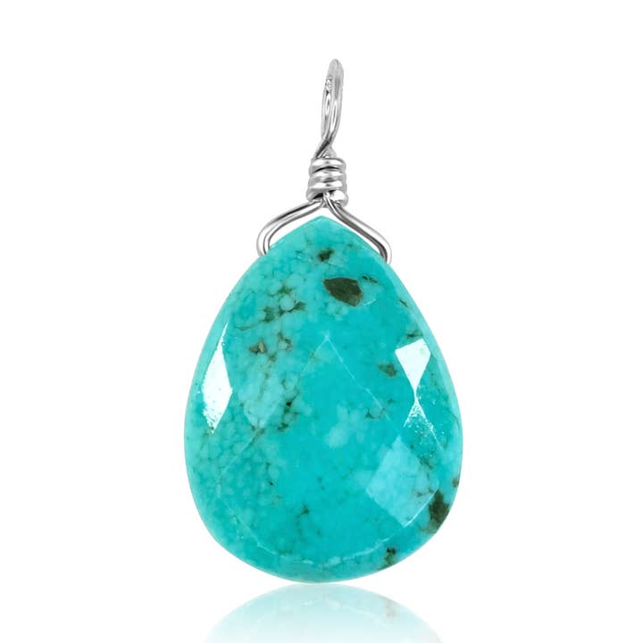 Large Turquoise Faceted Pear Crystal Pendant for wholesale by Luna Tide