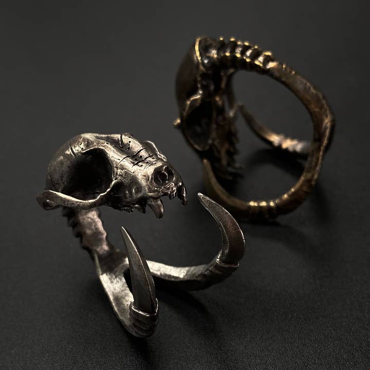 Death Grip with Talons Ring in Brass and Silver for wholesale by Miyu Decay