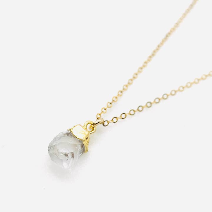 Rough Cut Clear Quartz Necklace for wholesale by Juniper and Stone