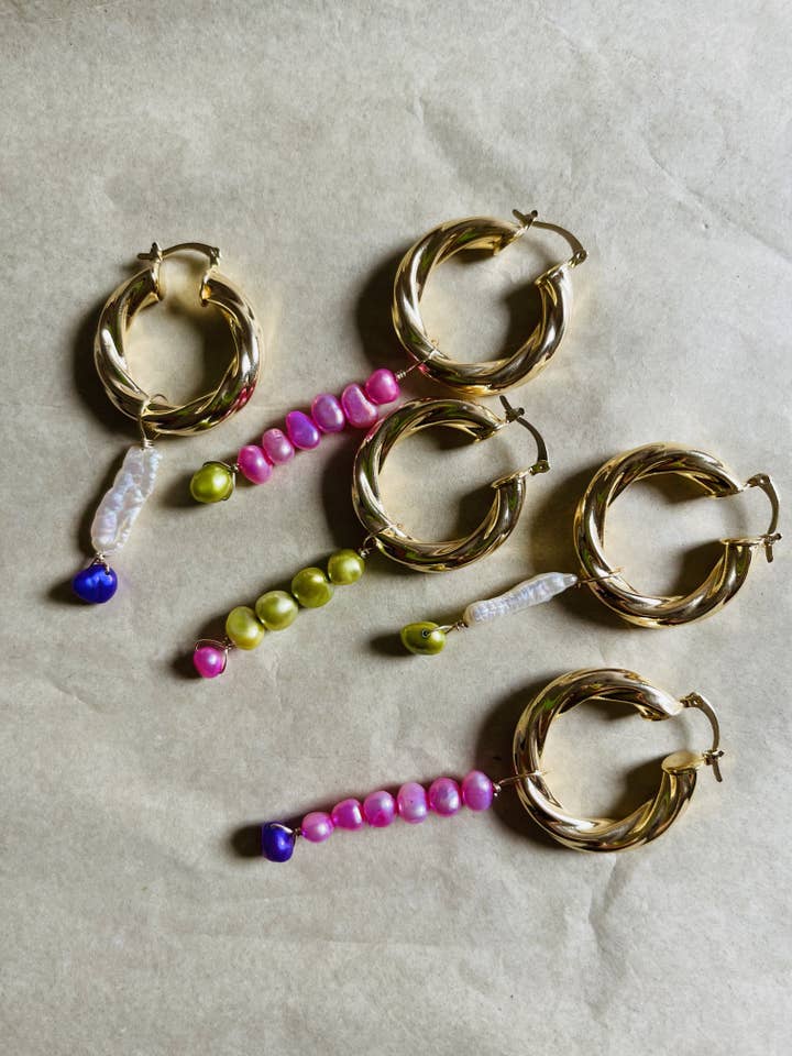 MIXED TWIST PEARL EARRINGS for wholesale by SUNNYDAZE JEWELRY