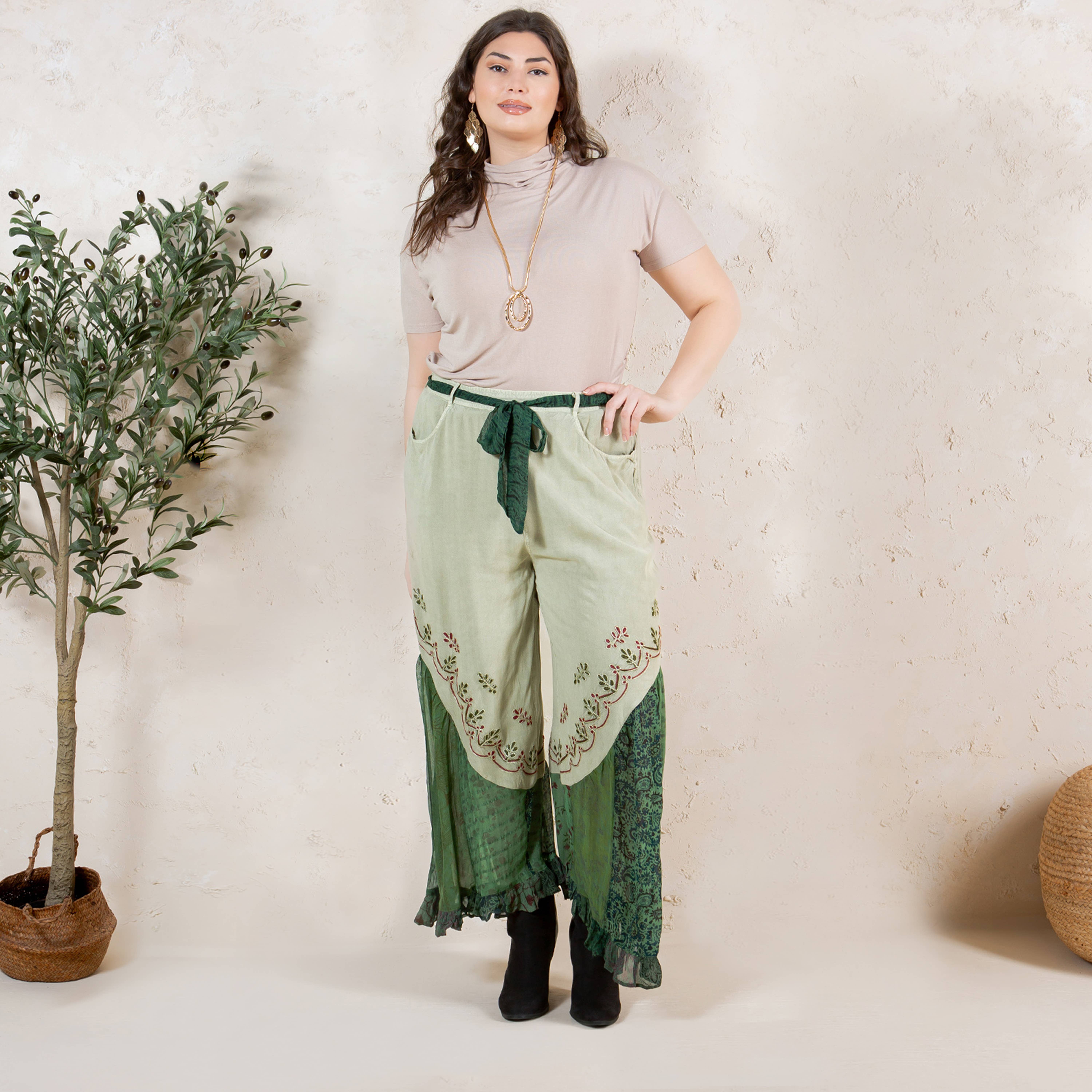 Young Threads - Vente Pantalon – femme - Pantalon évasé en rayonne surteint bohème11