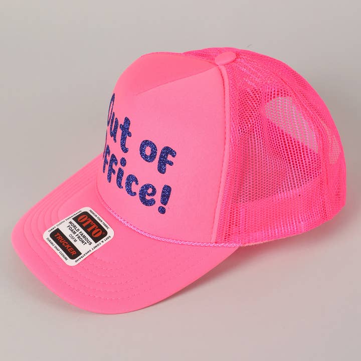 Fashion City - Wholesale Trucker Hat - Unisex - Out of Office Glitter Letter Logo Foam Trucker Hat17