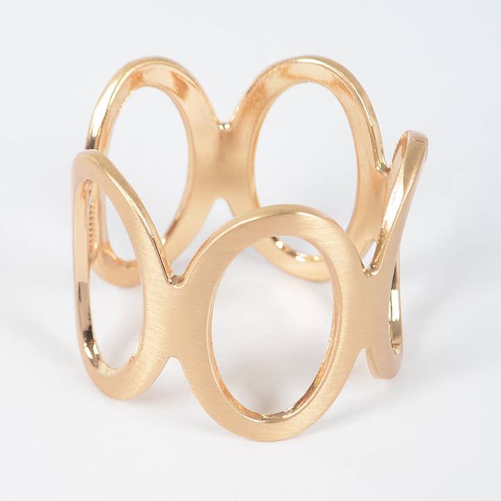 Gold Metal Spring Hinge Cuff Bracelet for wholesale on Faire