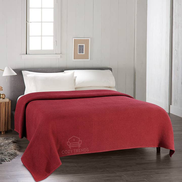 Cotton Waffle Weave Soft Cozy All Season Thermal Blanket for wholesale by Cozy Trends
