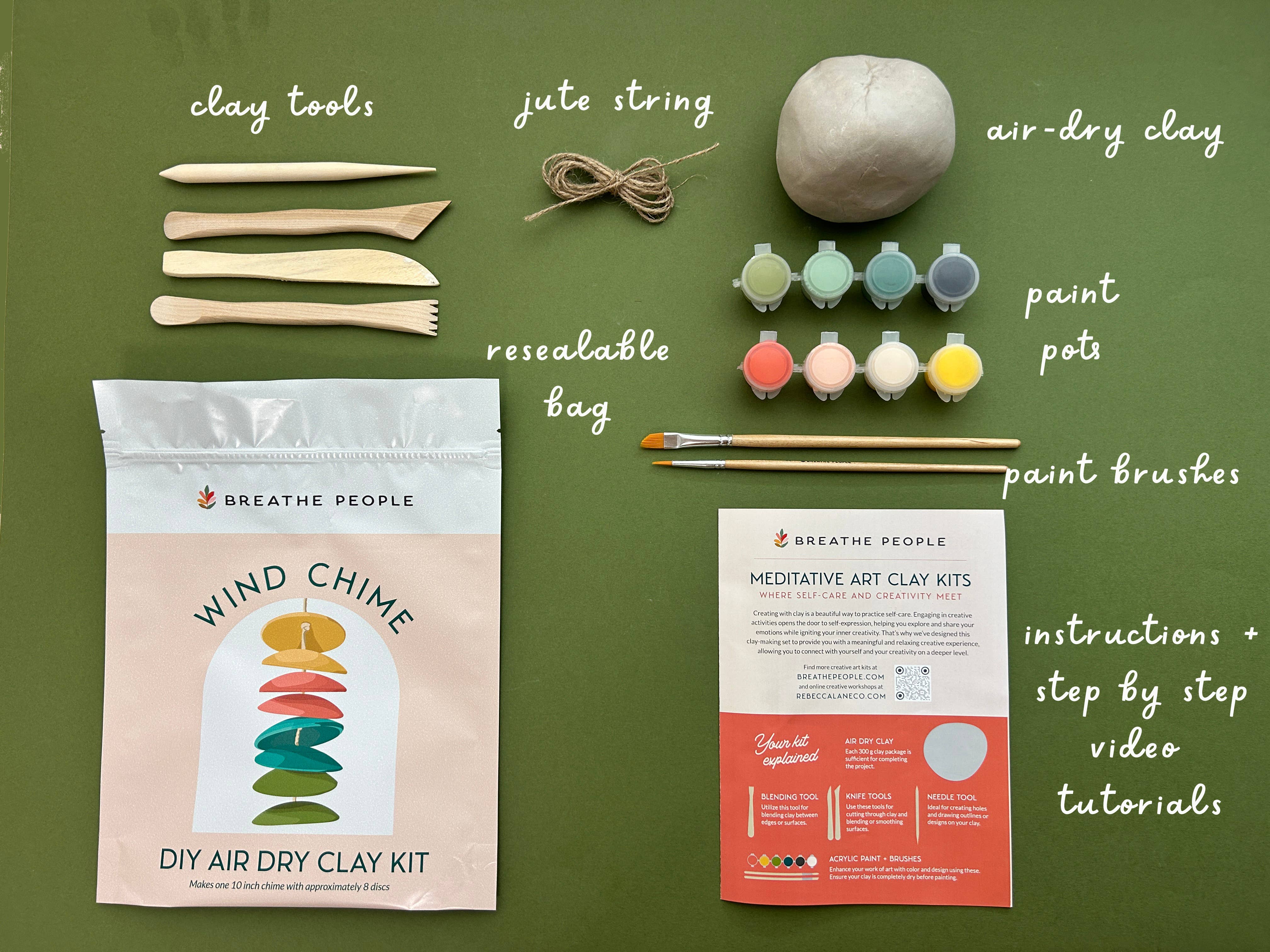 Breathe People - Wholesale DIY Craft Kit - DIY Air Dry Clay Kit- Make Your Own Wind Chimes2