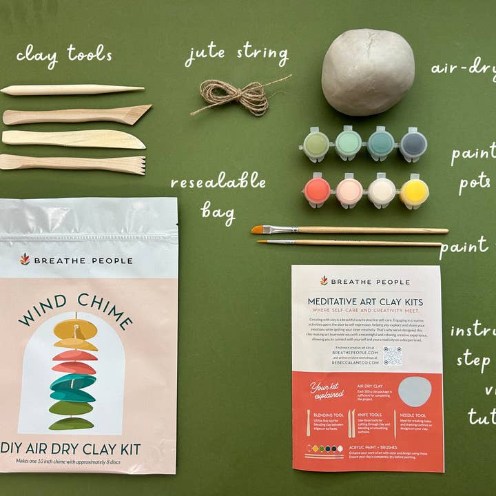 Breathe People - Wholesale DIY Craft Kit - DIY Air Dry Clay Kit- Make Your Own Wind Chimes2