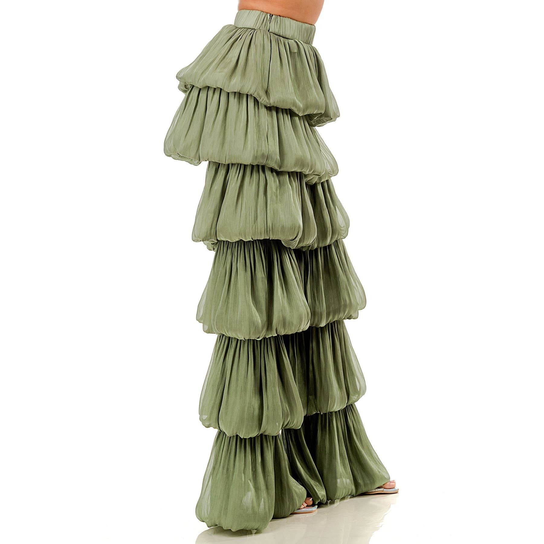 DORCAS - Wholesale Pants - Women's - Plus Size Bubble Hem Tiered Ruffled Organza Pants10