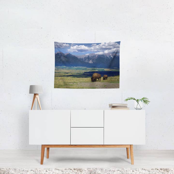 Montana Bison e Tapeçaria de Muro Montanhas por atacado de lostkatphoto