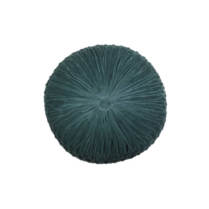 Velvet Round Handmade Pillow - Evergreen - 16 Inch for wholesale by Casa Amarosa
