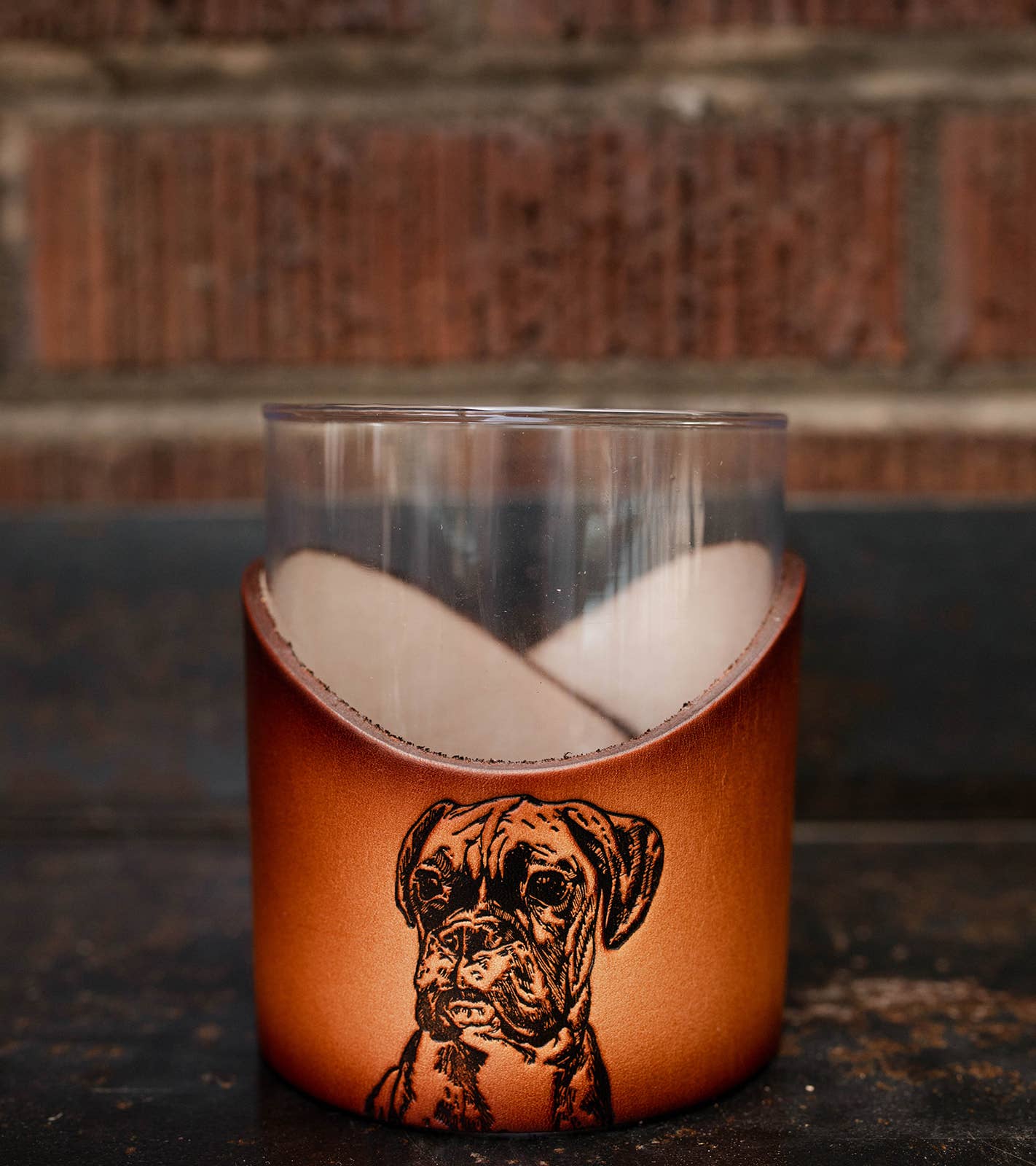 Lindy Leather – Copo de coquetel/álcool por atacado – Pele Rocks Vidro - Barware Leve Mancha Artesanal20