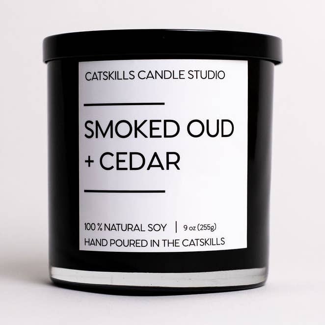 Smoked Oud + Cedar for wholesale by Catskills Candle Studio