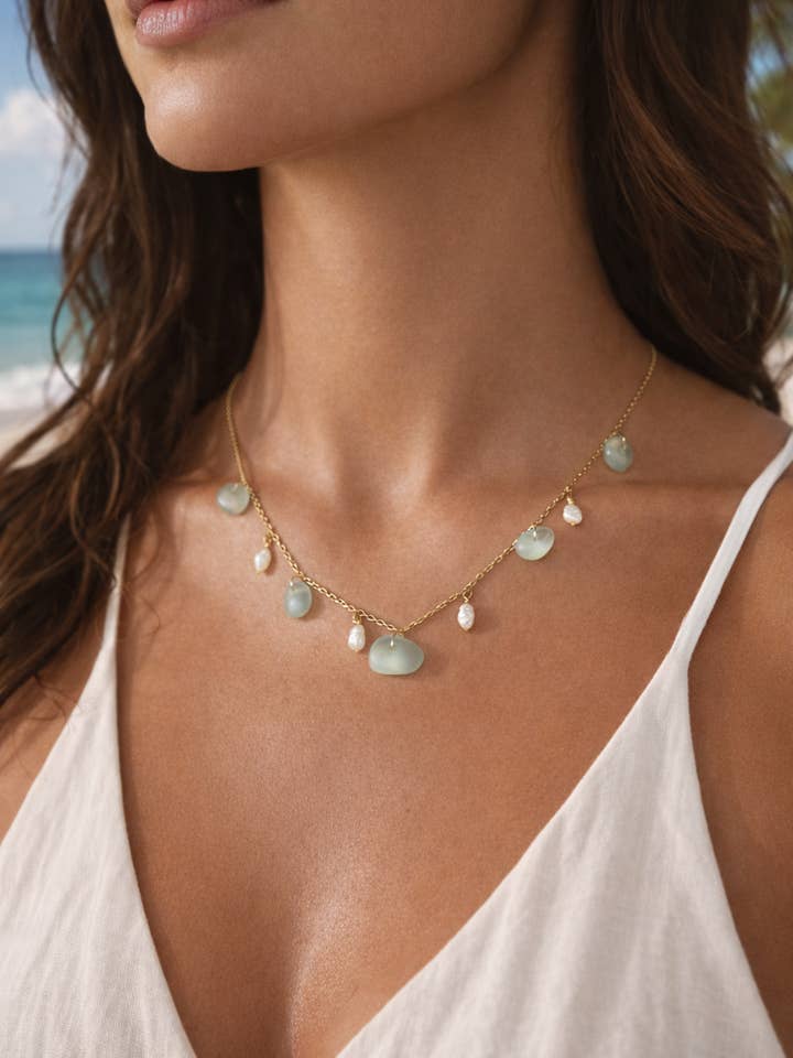 The Sea Glass Necklace for wholesale by Lalinde Design