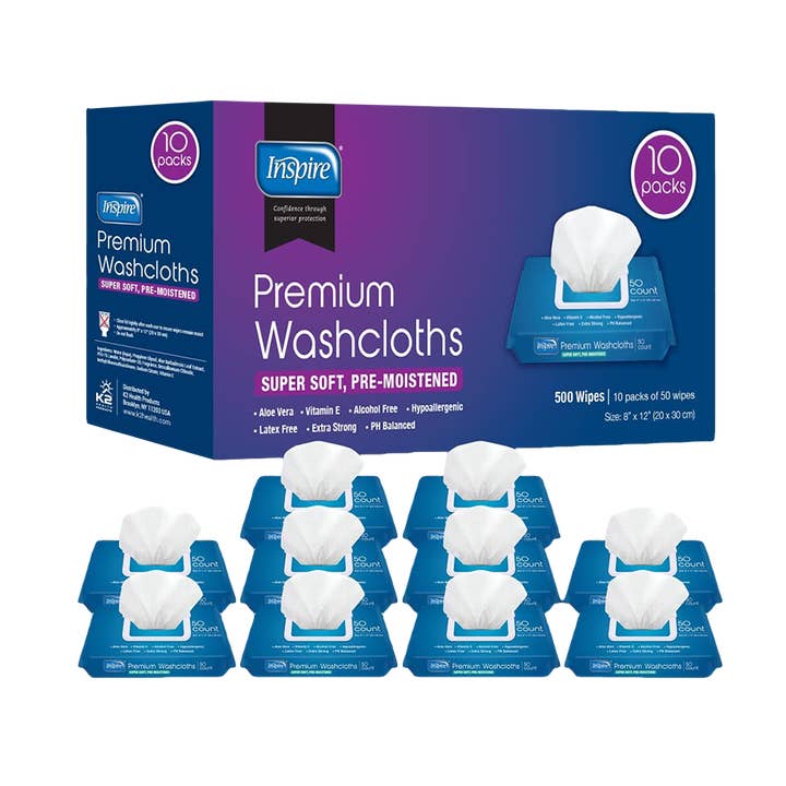Débarbouillettes Inspire pour adultes, 500 unités pour la vente par Inspire