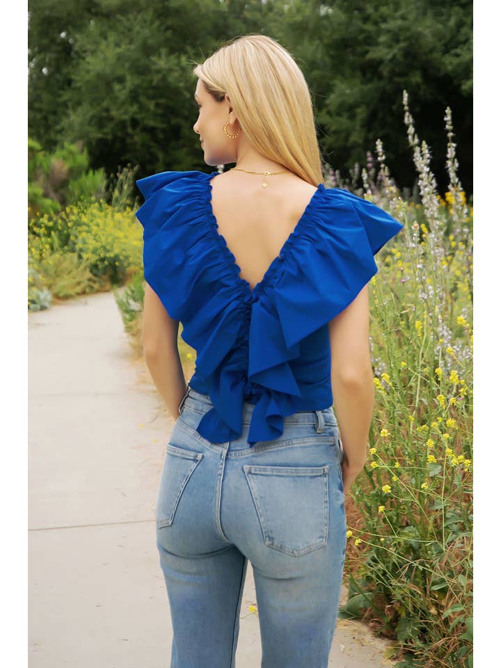 Strut & Bolt - Wholesale Blouse - Women's - Ruffle Detail Poplin Sleeveless Top