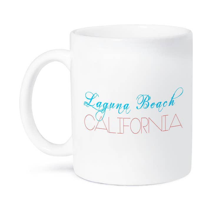 3dRose - Vendita all'ingrosso Tazza - 3dRose, Spiagge Americane - Laguna Beach, California, blu, rosso su bianco, Tazza8
