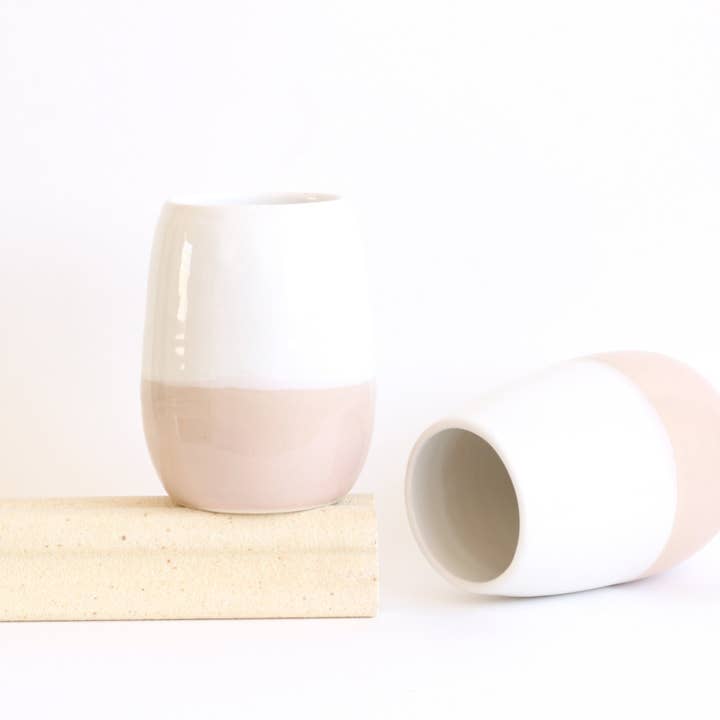White & Desert Pink Wine Cups - Handmade Wheel Thrown Stonew for wholesale by 5 16 Ceramics