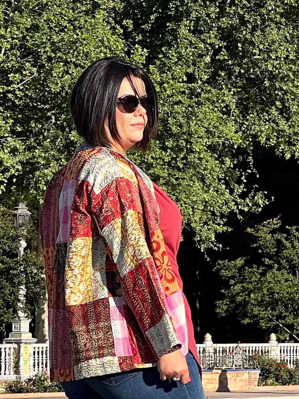 Kinomy - Vente Veste – femme - Veste courte réversible patchwork style kimono2