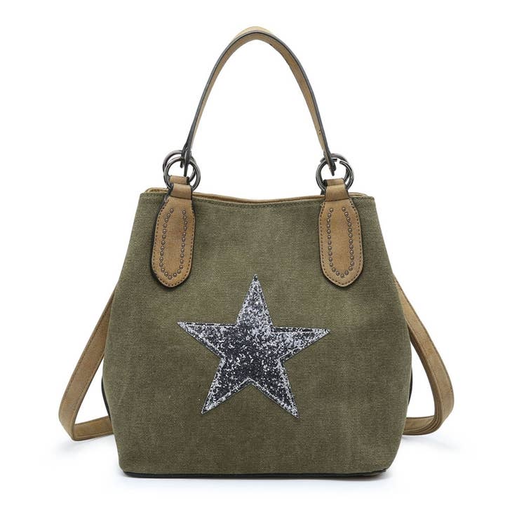 Ellas Trading – wholesale Tote bag – Women's – Trendy Glitter Star Stylish Canvas Crossbody Tote Bag2