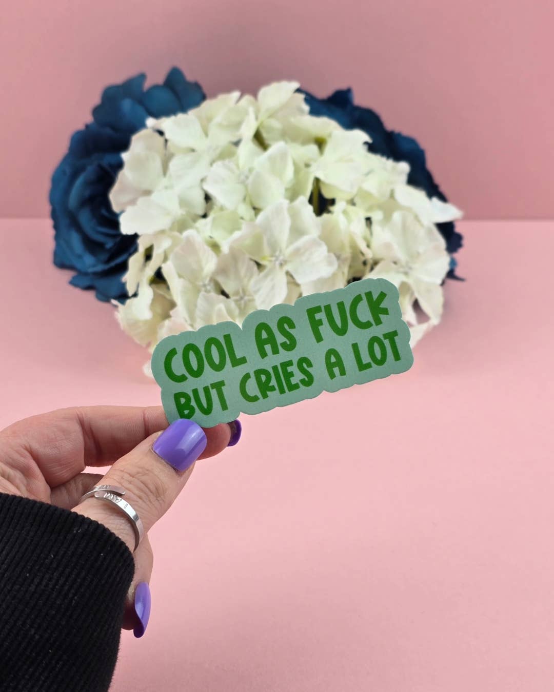 The Grumpy Tortoise - Wholesale Sticker - Waterproof Sticker - Cool as fuck but cries a lot - Sarcastic Sticker - Funny Sticker - Sassy