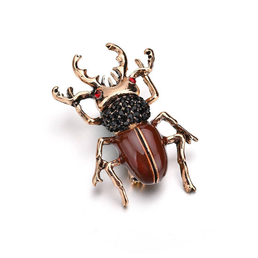 Tourtiwi – wholesale Brooch – Bee Beetle Crystal Pearl Brooch, Cute Insect Metal Pin18