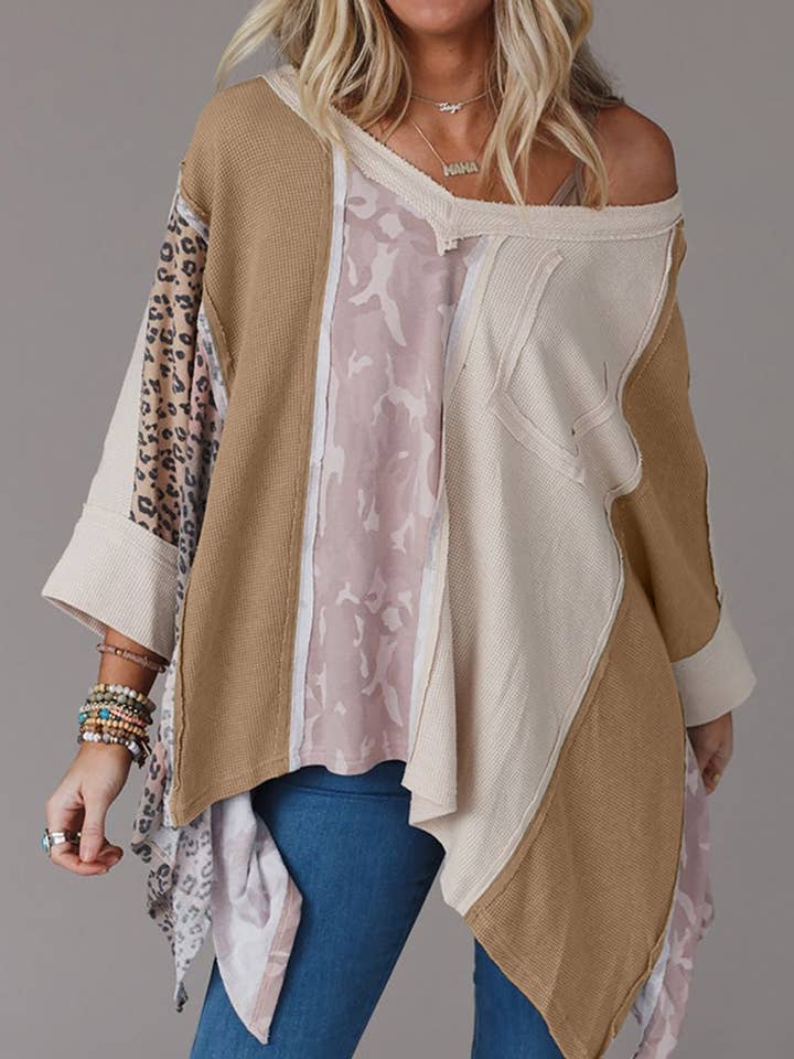 FULL TIME PURCHASE - Wholesale Tunic - Women's - Exposed Seam Patchwork Oversized Top