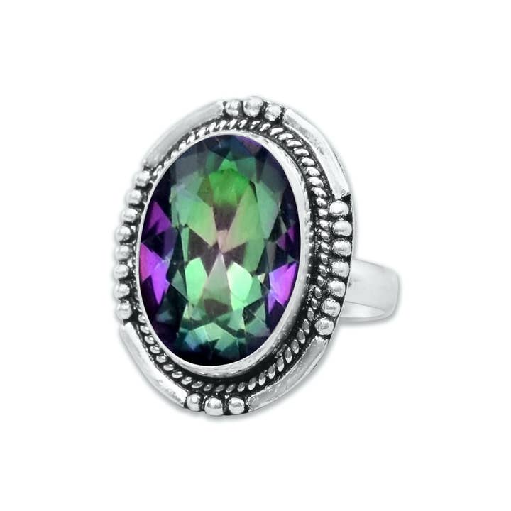 Handmade Jewels - Wholesale Cocktail/Statement Ring - Mystic Topaz Rings For Women Rainbow Mystic Topaz Crystal Handmade Rings Jewelry7