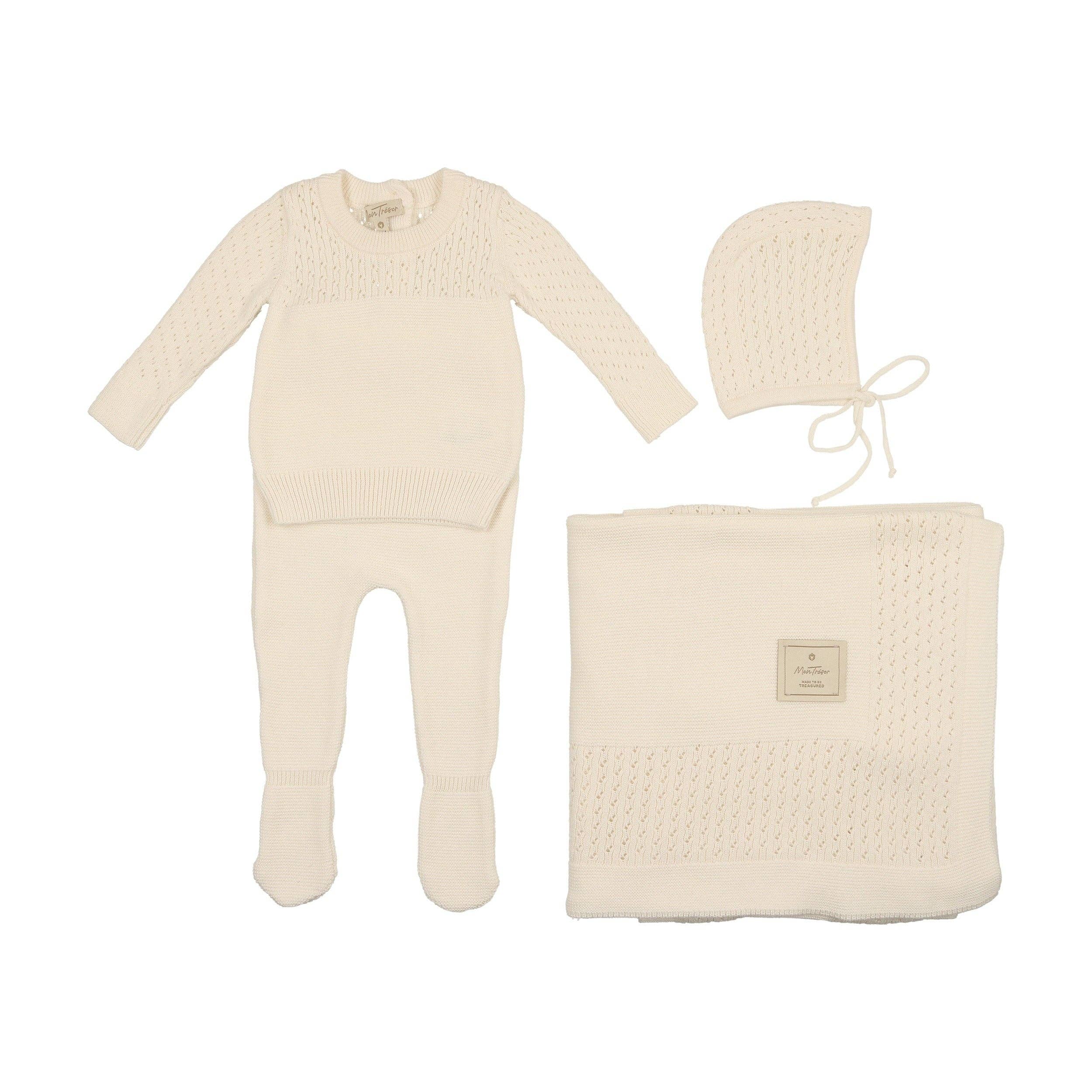 Marfim Conjunto de Layette Precious Purl Kit Ensemble para venda a revendedores na Faire0