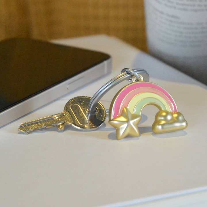 Metalmorphose Pastel Rainbow With Cloud & Star Keyring for wholesale by Oli Olsen