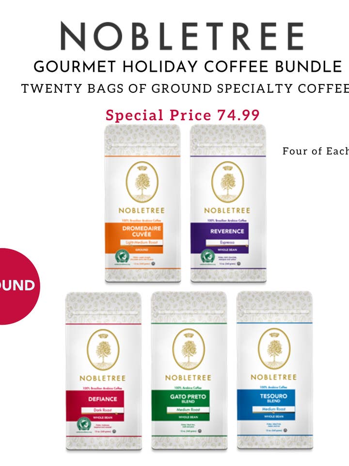 2021 Gourmet Holiday Coffee Bundle (20 Bags) Ground Coffee for wholesale by Nobletree Coffee