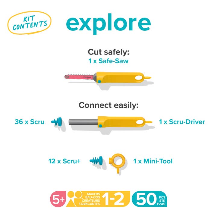 Makedo USA – Kit de artesanato DIY - Criança por atacado – Explorar Kit | Construção de Cartão Makedo2