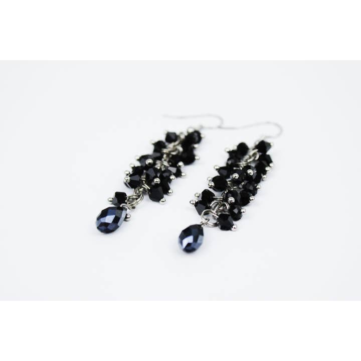 Ninolia - Wholesale Dangle Earrings - Black Drop Earrings Black Stone Cluster Earrings Gemstone Statement Jewelry3